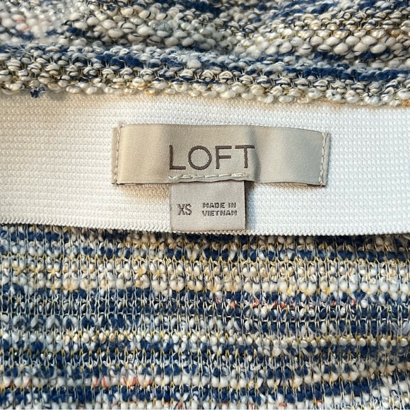 Loft Tweed Mini Skirt Pockets Textured Blue White Career Casual Size XS - Picture 7 of 8
